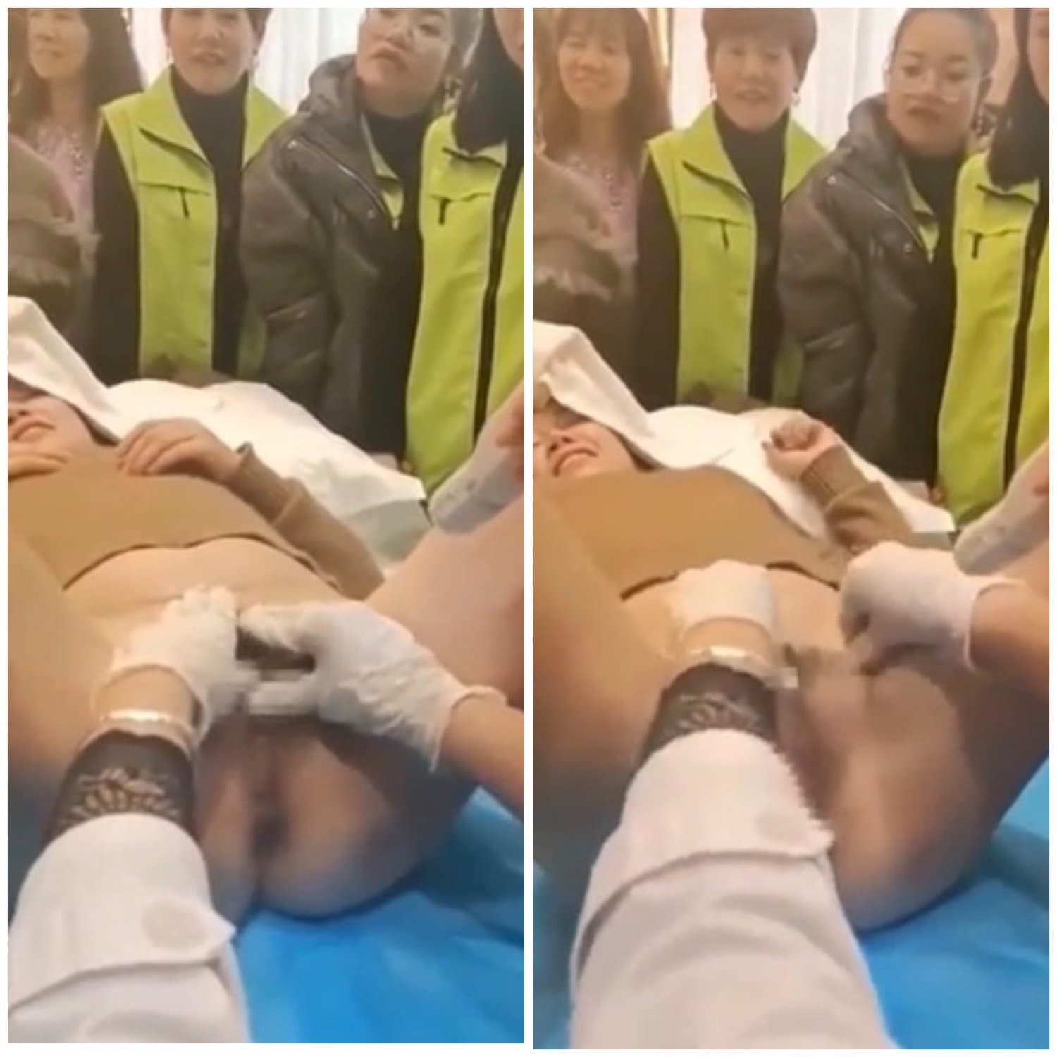 What Profession is This? And What is Being Taught? Students Watch As Asian Gets Her Pussy Rubbed
